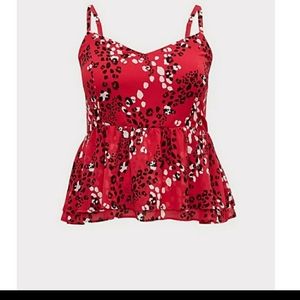 Torrid Fuchsia Pink Leopard Chiffon Peplum Cami